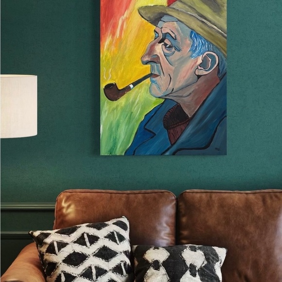 OLD MAN WITH GREEN HAT AND PIPE - Picture 6 of 7